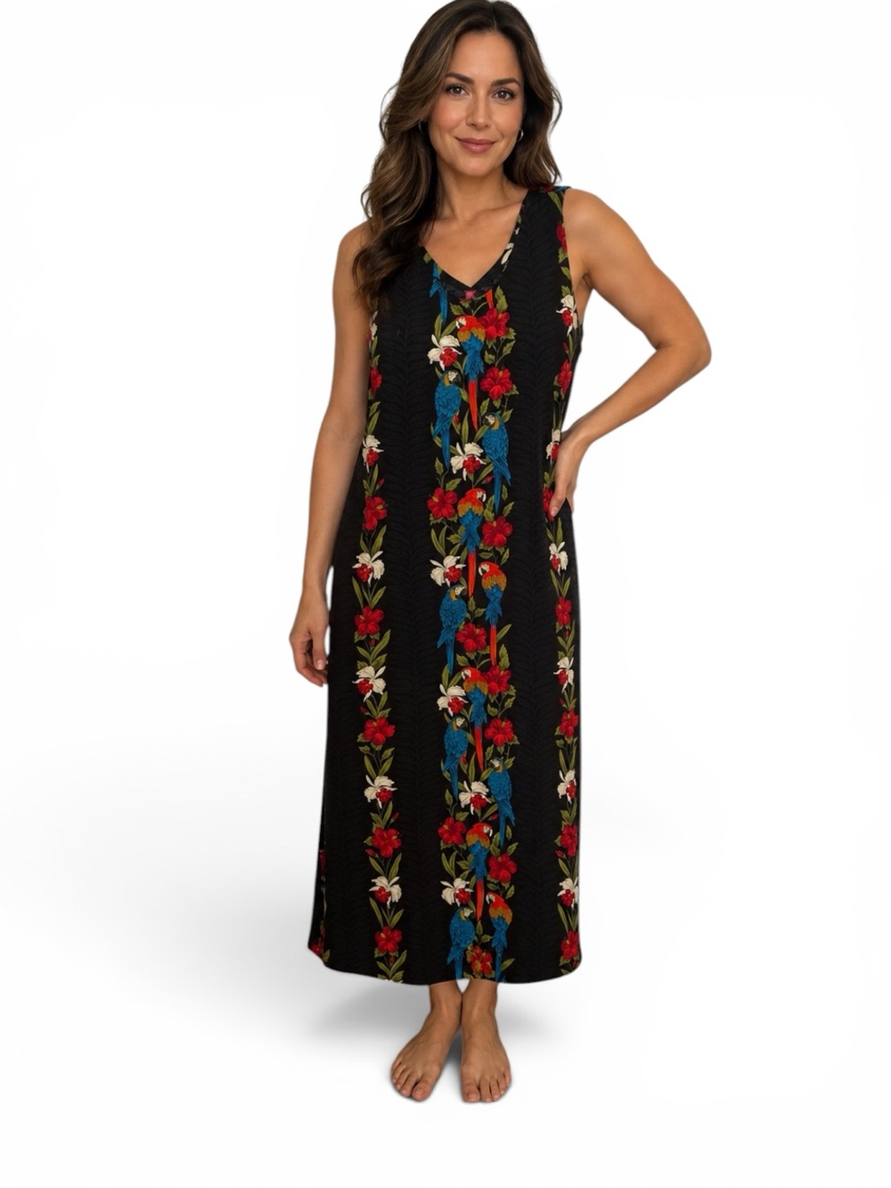 Paradise Found Jungle Bird Hawaiian Tank Dress Medium Like New Magnum PI